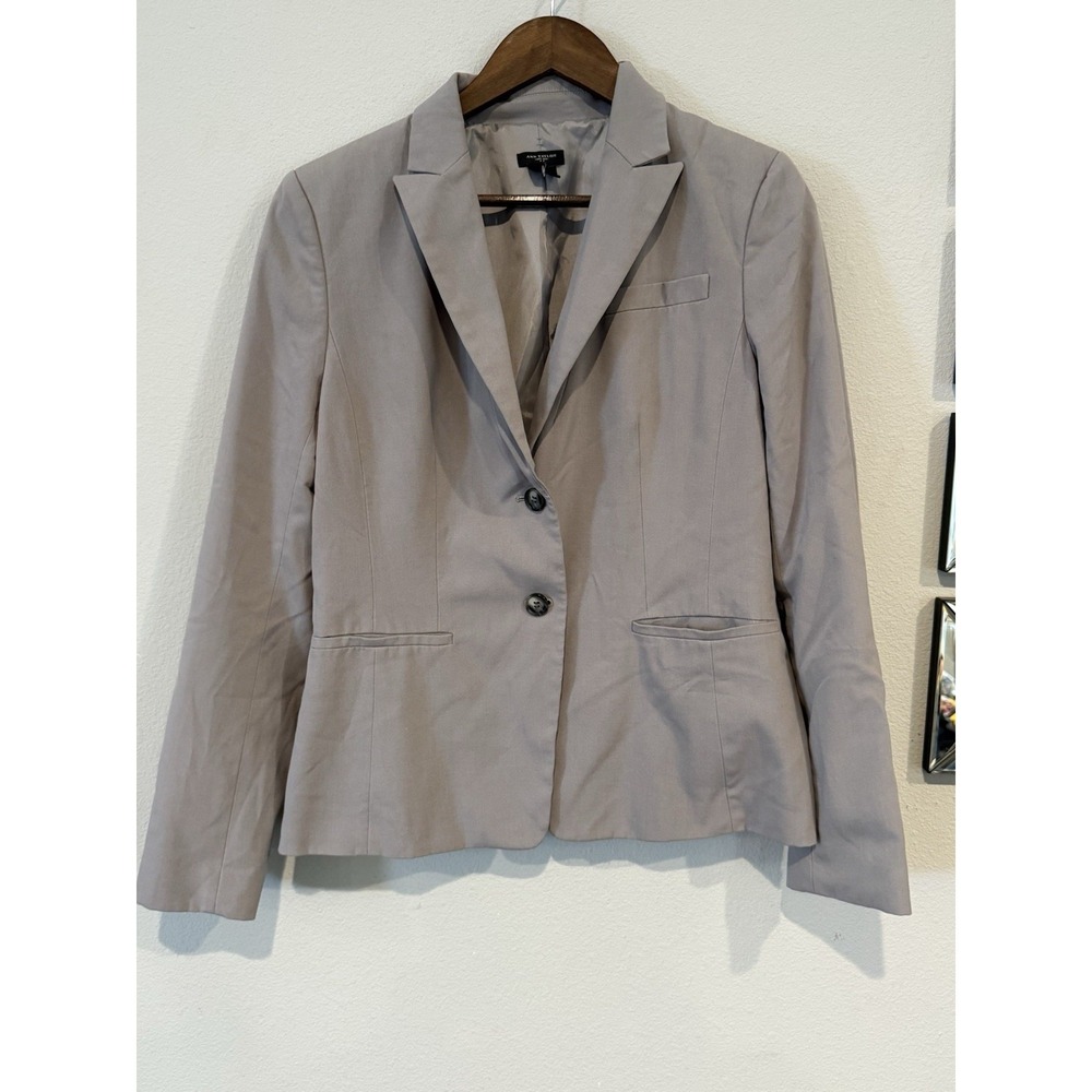 Ann Taylor Women's Gray Two Button Career Blazer Jacket Size 8 Tailored